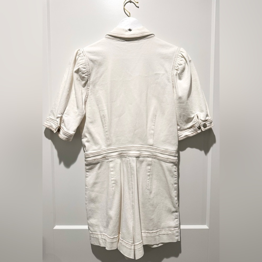 Day+Moon White puff sleeve denim short romper size medium - Picture 3 of 4